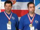 Dan Craig, N6MJ (left), and Chris Hurlbut, KL9A, at the WRTC-2014 awards ceremony. [WRTC-2014 video]
